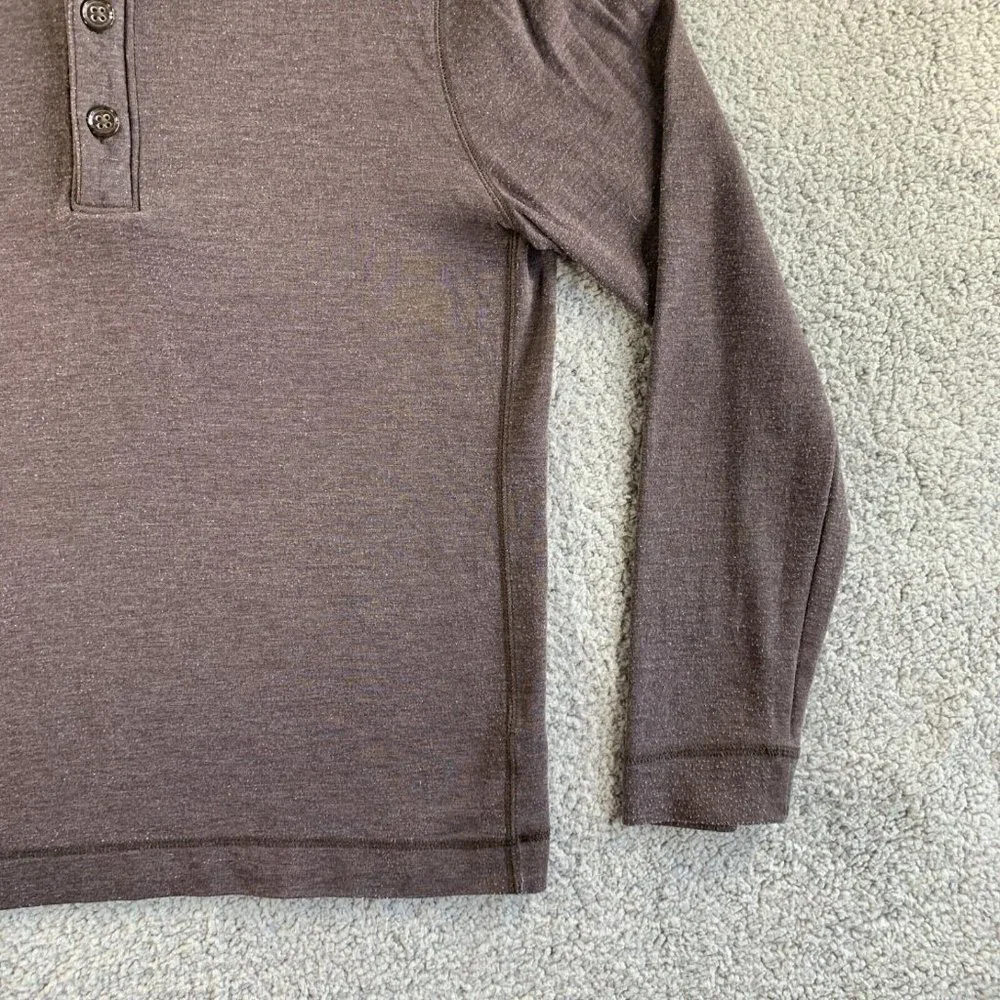 Banana Republic Sweater Mens Medium Brown Button 1/2 Zip Mock Pullover READ‎